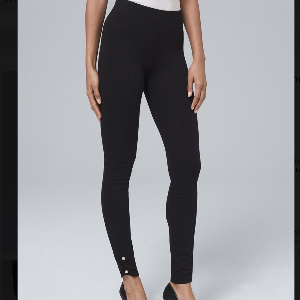 WHBM Black Faux Pearl Accent leggings sz small